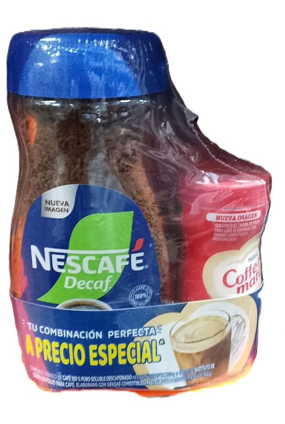 Paquete NESCAFÉ Decaf 200g y Coffee-mate 160g